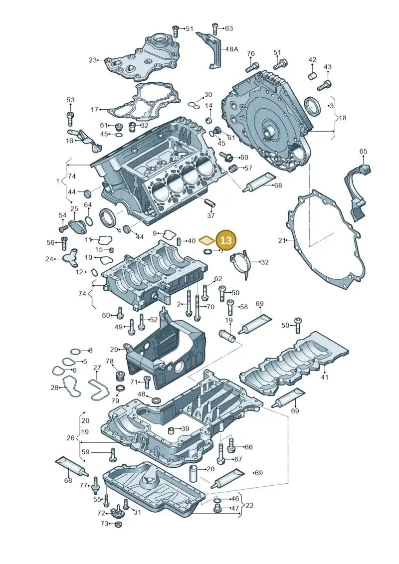 079103121AT — Audi A8L qu. 3.0 TDI (2009-2014) diagram 473103000, position 13