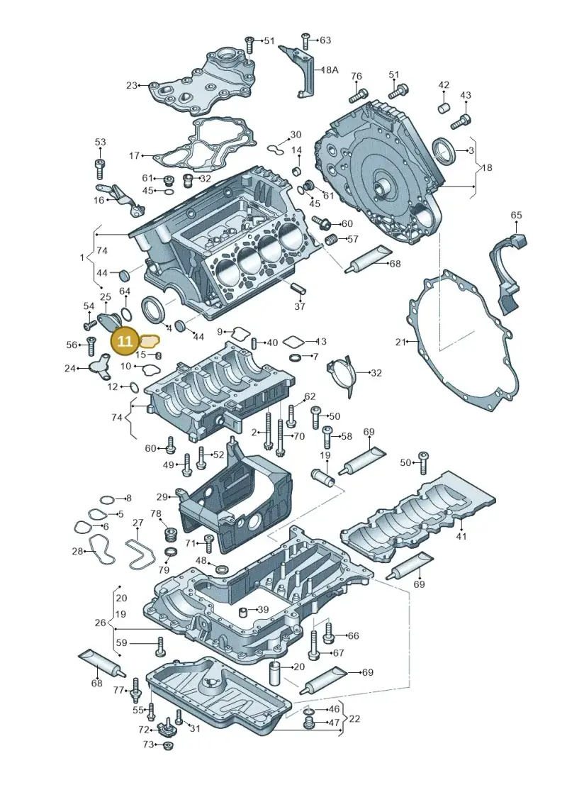 079103121BK — Audi A8L qu. 3.0 TDI (2009-2014) diagram 473103000, position 11