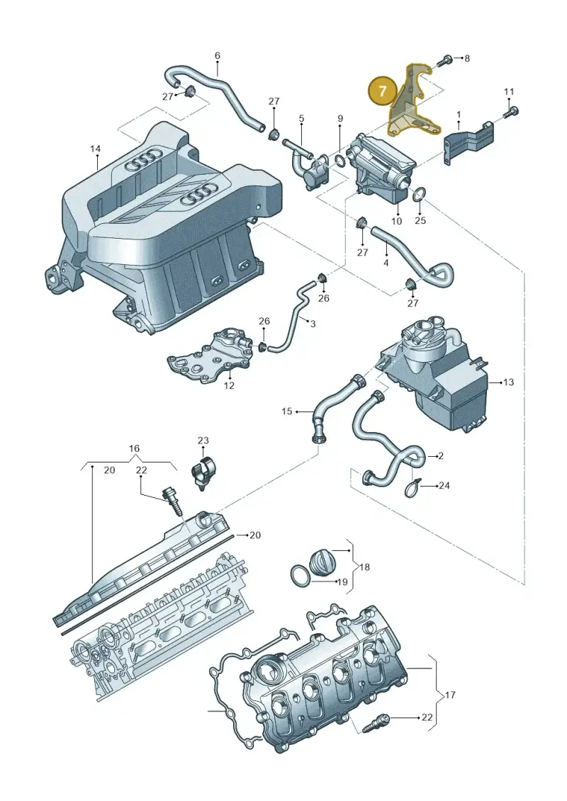 079103320J — Audi R8 qu. 5.2 (2012-2015) diagram 752103310, position 7