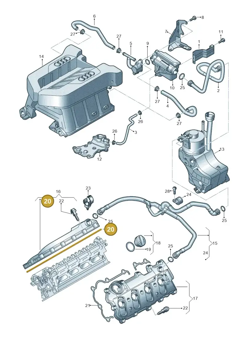 079103484C — Audi R8 qu. 5.2 (2012-2015) diagram 618103500, position 20