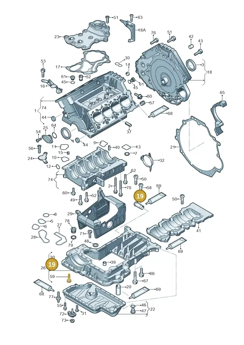079103499P — Audi A6 2.7 TDI (2008-2011) diagram 473103000, position 19