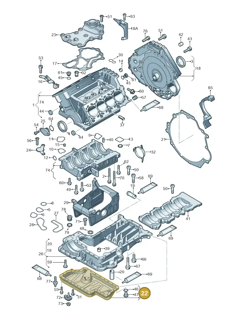079103602AT — Audi A6 2.7 TDI (2008-2011) diagram 473103000, position 22
