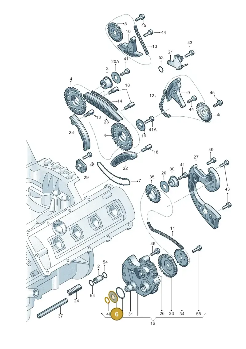 079109135E — Audi A8/S8/qu. lang (2003-2007) diagram 291109600, position 6