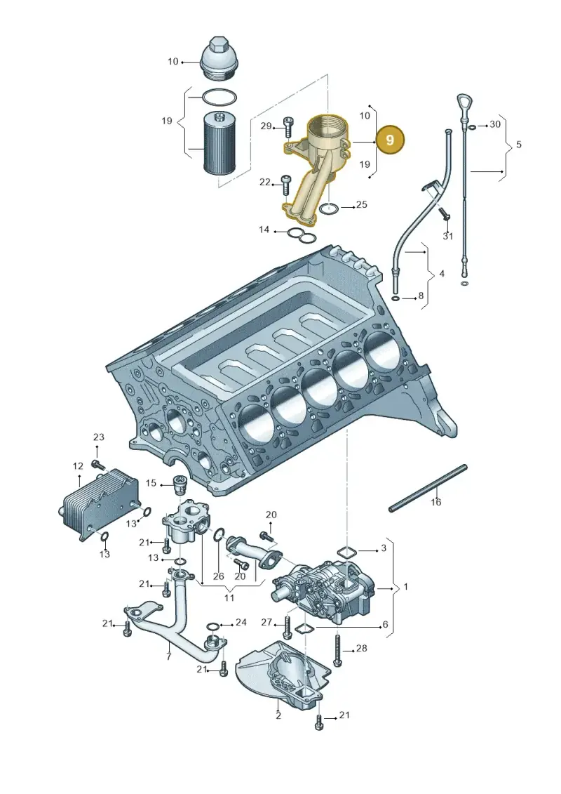 079115401AA — Audi A6 2.7 TDI (2008-2011) diagram 448115420, position 9
