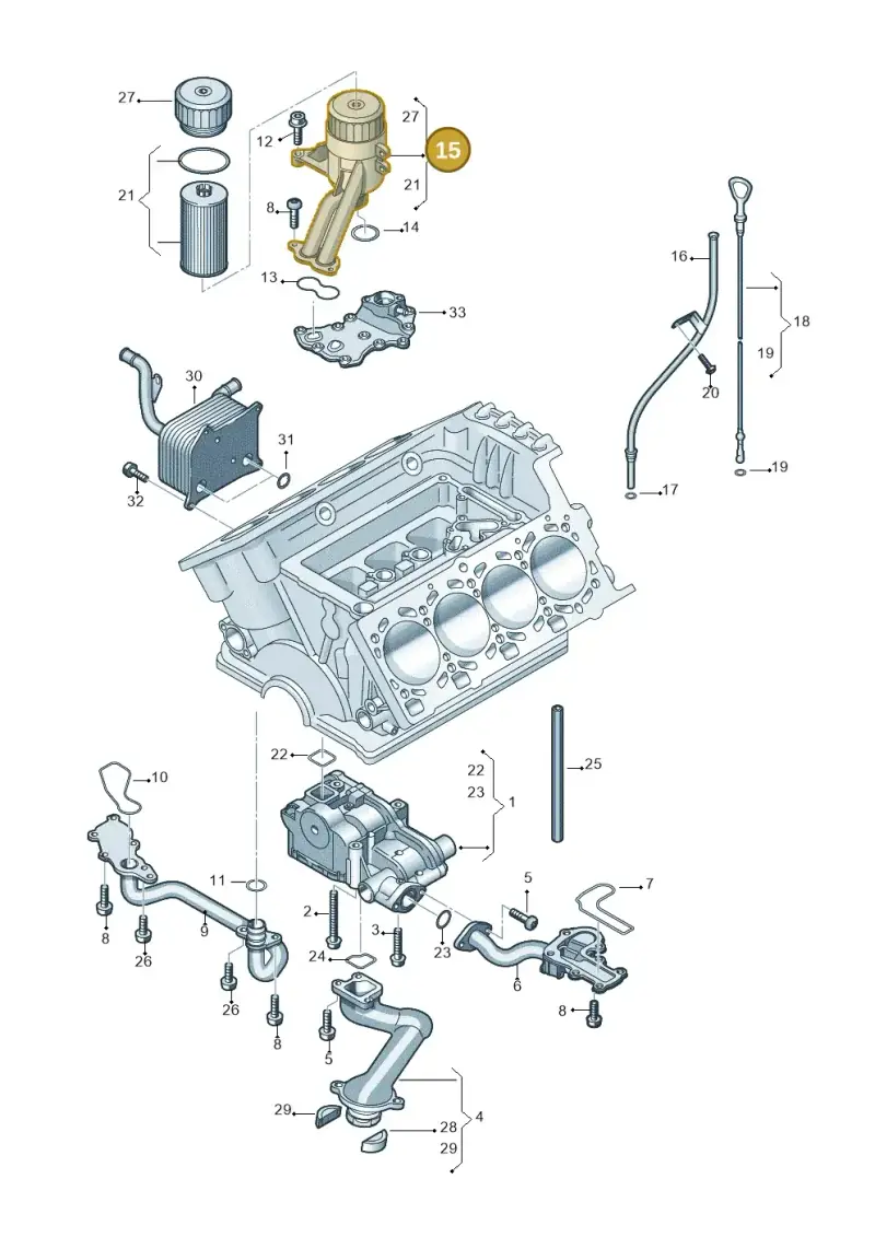 079115401AA — Audi Q7 qu. 3.0 TDI (2009-2015) diagram 493115200, position 15