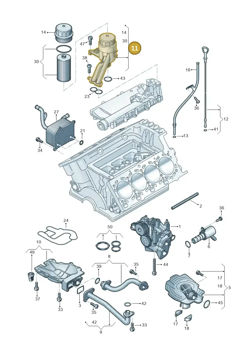 079115401AA — Audi A8L qu. 3.0 TDI (2009-2014) diagram 696115300, position 11