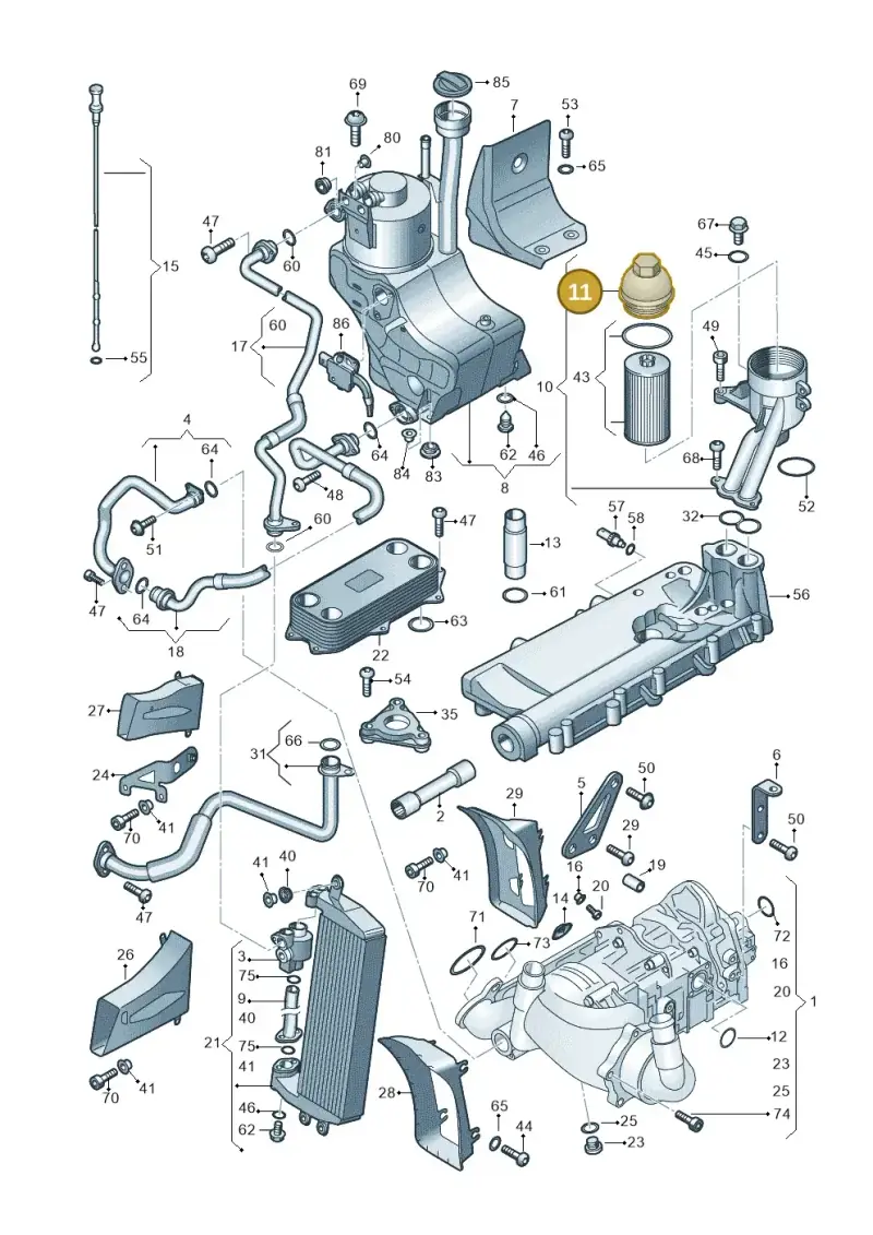 079115433D — Audi R8 qu. 5.2 (2012-2015) diagram 618115100, position 11