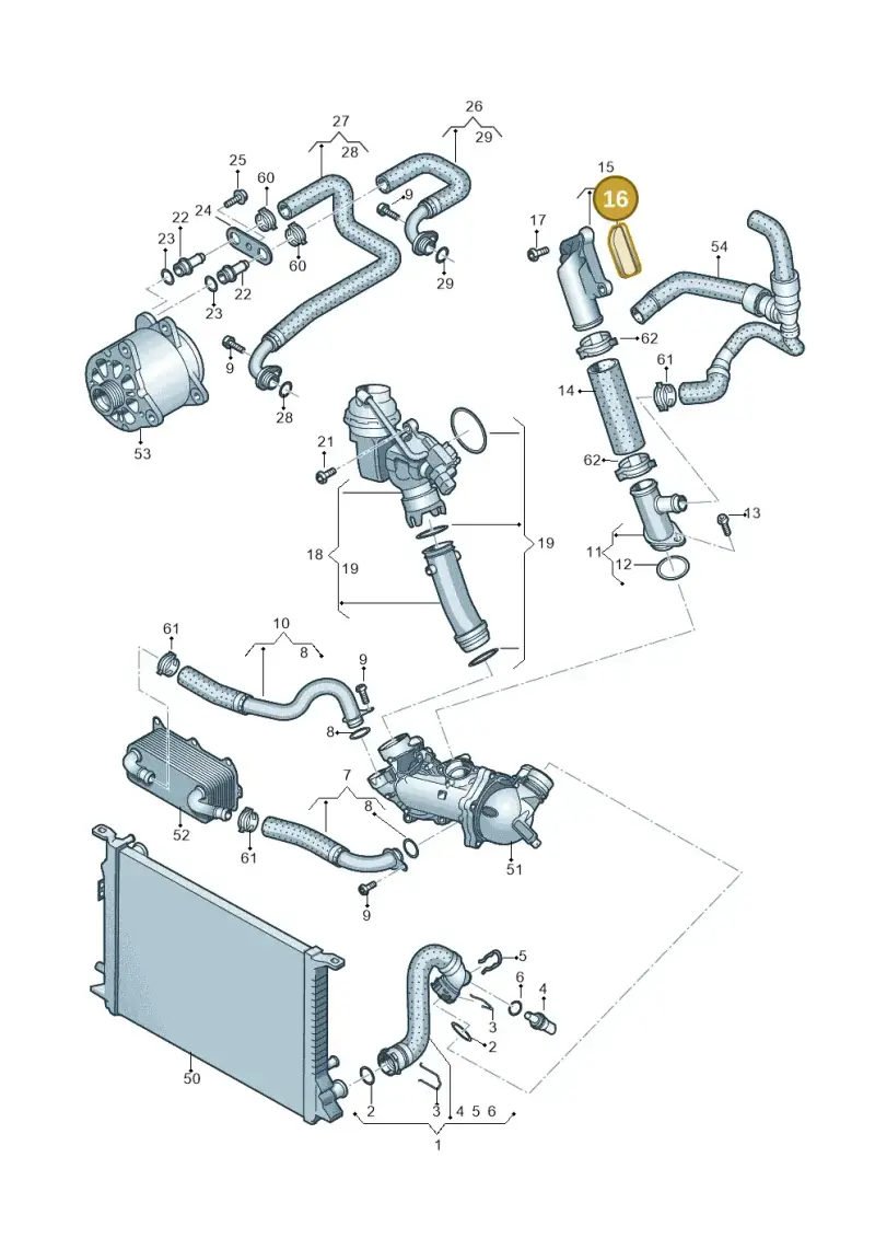 079121043B — Audi A8L qu. 3.0 TDI (2013-2018) diagram 696121510, position 16