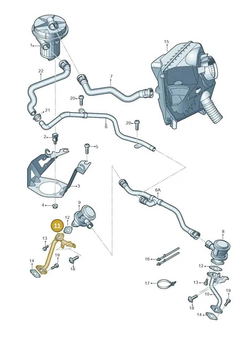 079131166M — Audi A6 2.7 TDI (2008-2011) diagram 603131150, position 11