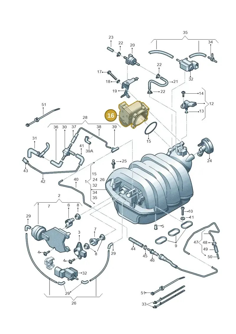 079133062C — Audi A6 2.7 TDI (2008-2011) diagram 448133710, position 16