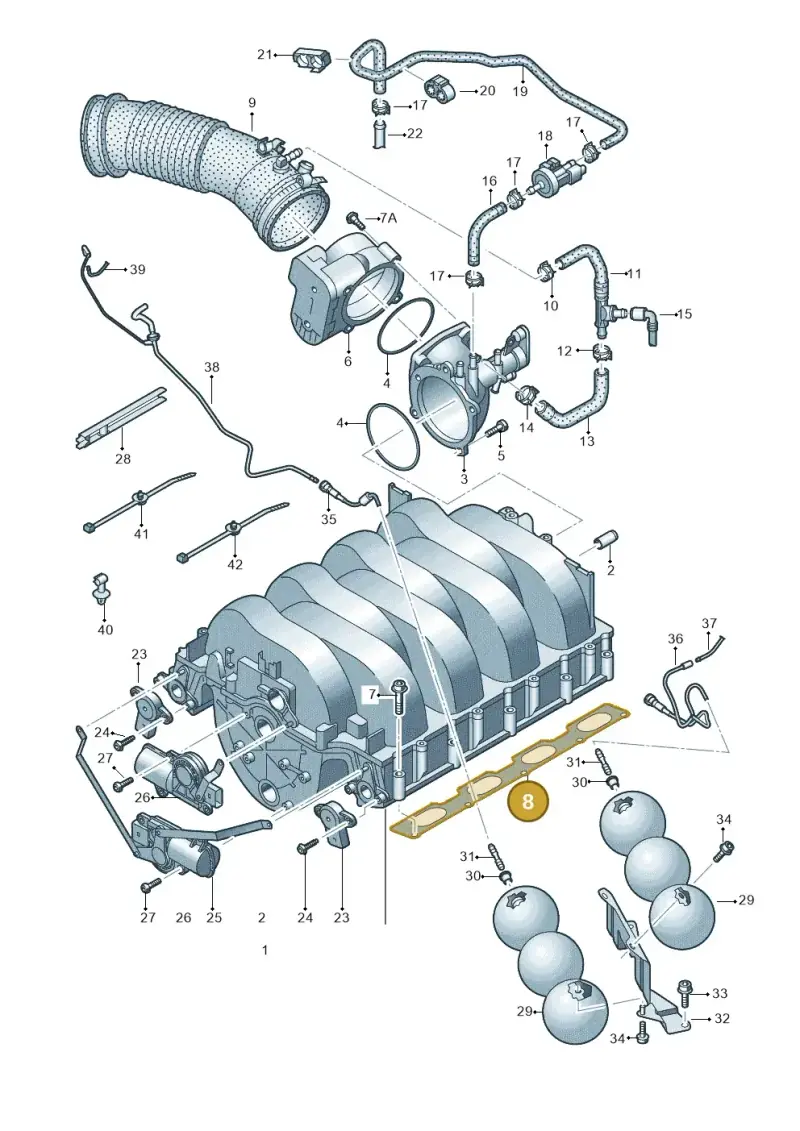 079133074B — Audi A8/S8/qu. lang    08> (2007-) diagram 291133630, position 8