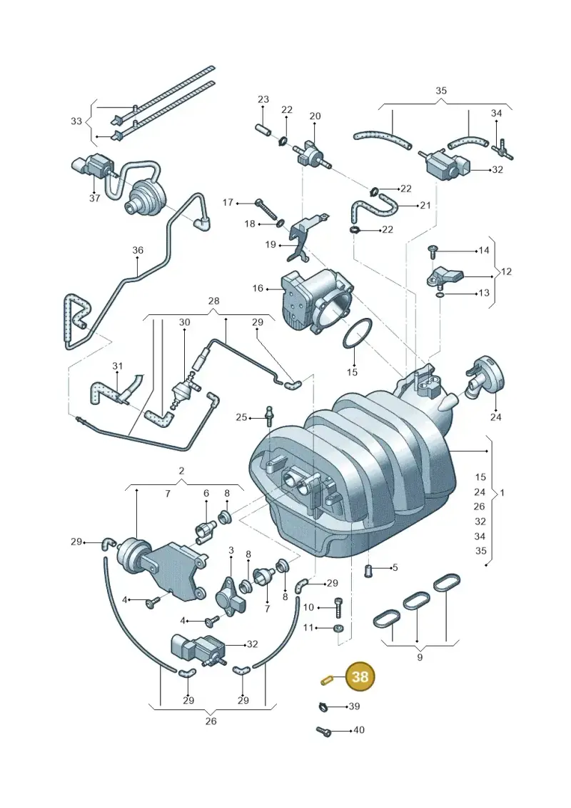 079133369 — Audi A4L 2.0 (2008-2012) diagram 669133062, position 38