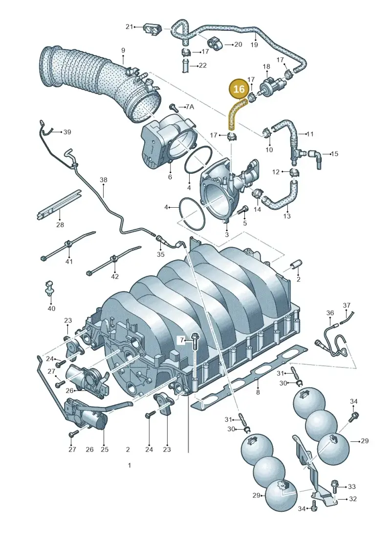 079133394AJ — Audi A8/S8/qu. lang    08> (2007-) diagram 291133630, position 16