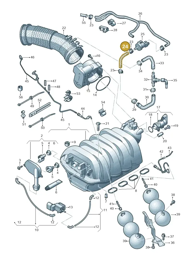 079133394AJ — Audi A8/S8/qu. lang    08> (2007-) diagram 635133280, position 24