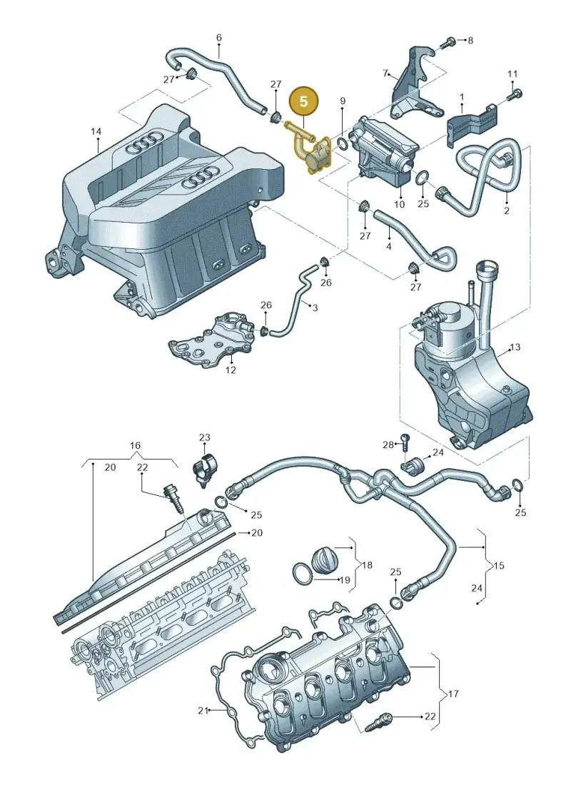 079133424P — Audi R8 qu. 5.2 (2012-2015) diagram 618103500, position 5