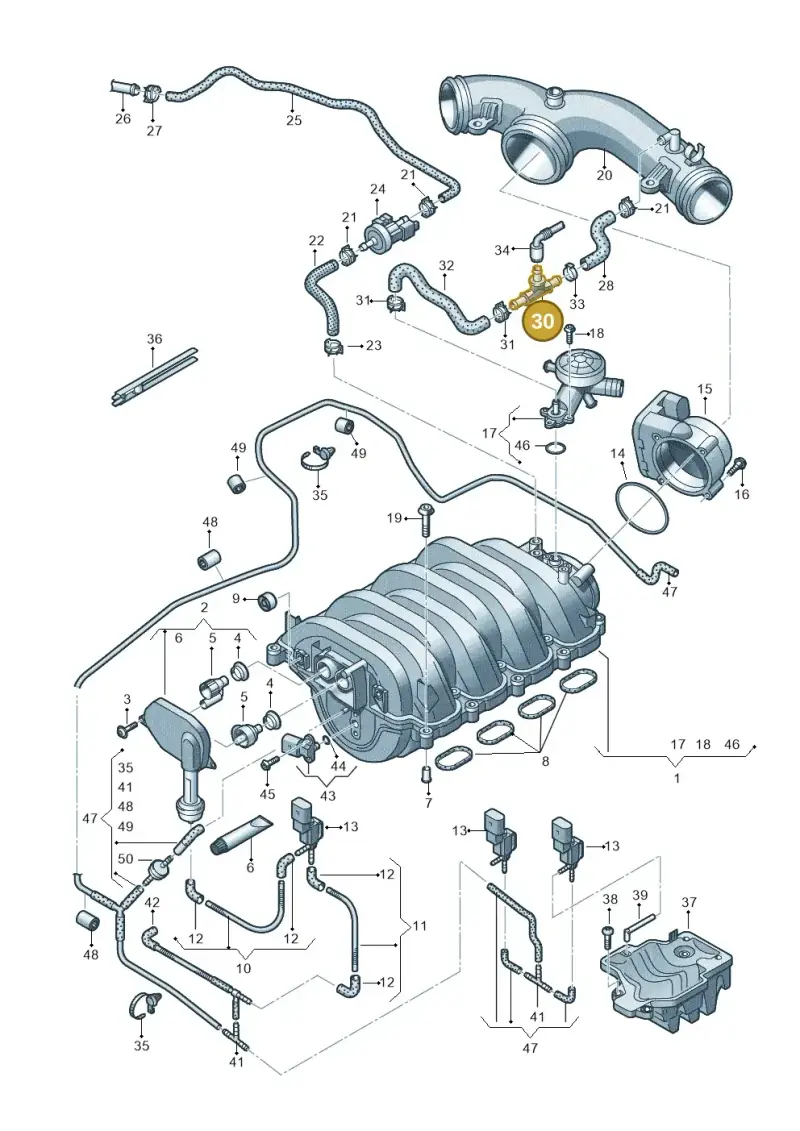 079133753 — Audi A8L qu. 3.0 TDI (2009-2014) diagram 696133370, position 30
