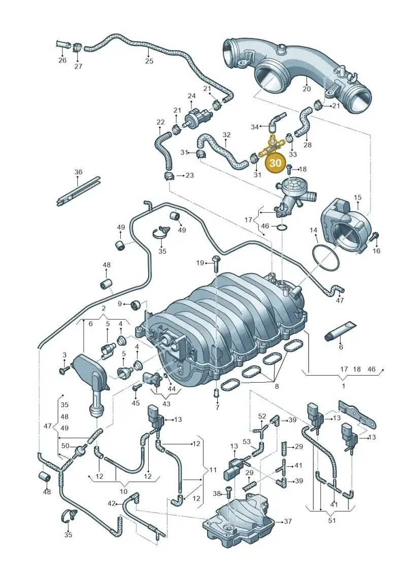 079133753 — Audi A8L qu. 3.0 TDI (2009-2014) diagram 696133470, position 30