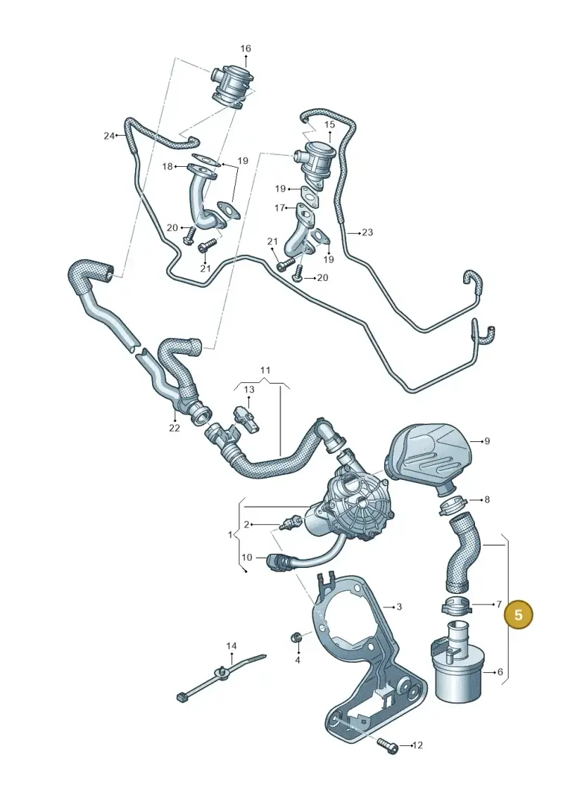 079133889J — Audi A7 Sportback (2014-2018) diagram 711131400, position 5