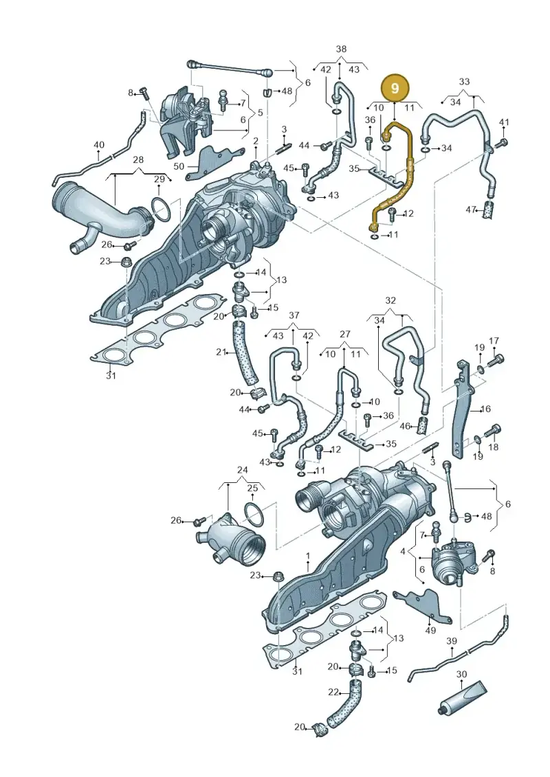 079145140E — Audi A8L qu. 3.0 TDI (2009-2014) diagram 696145250, position 9