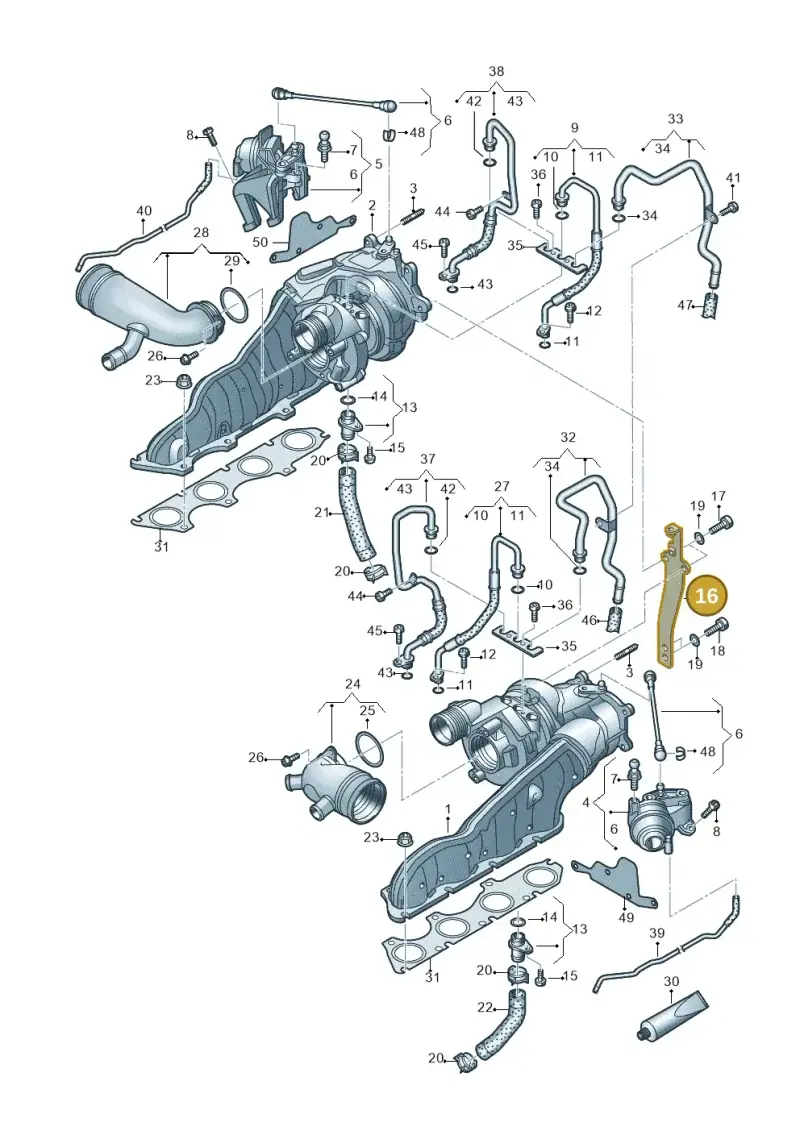 079145536G — Audi A7 Sportback (2014-2018) diagram 696145250, position 16