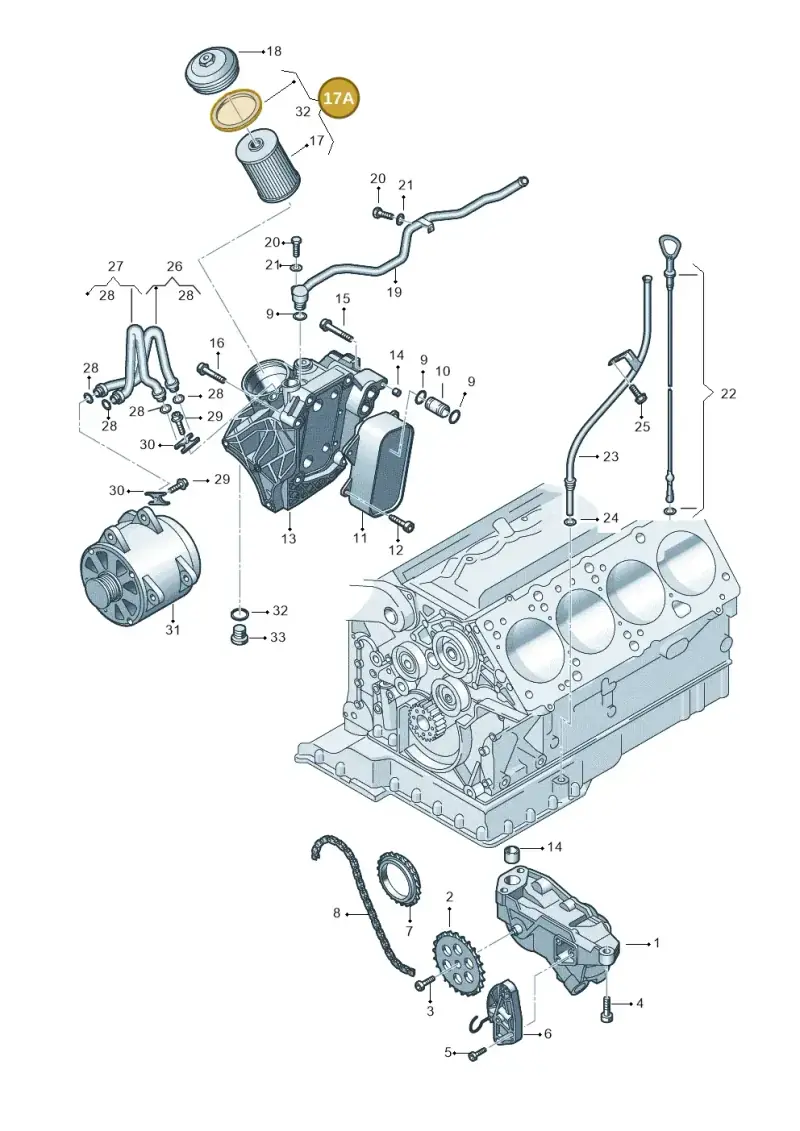 079198405A — Audi A8/S8/qu. lang (2003-2007) diagram 291115800, position 17A