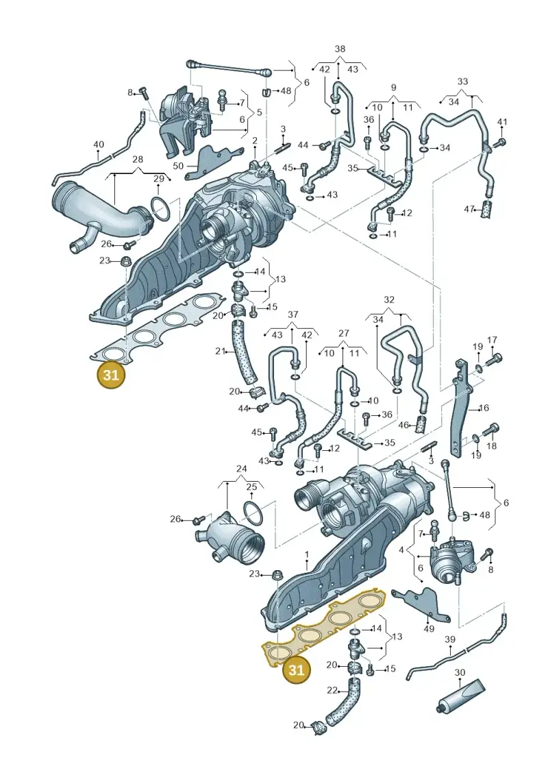 079253039M — Audi A7 Sportback (2014-2018) diagram 696145250, position 31