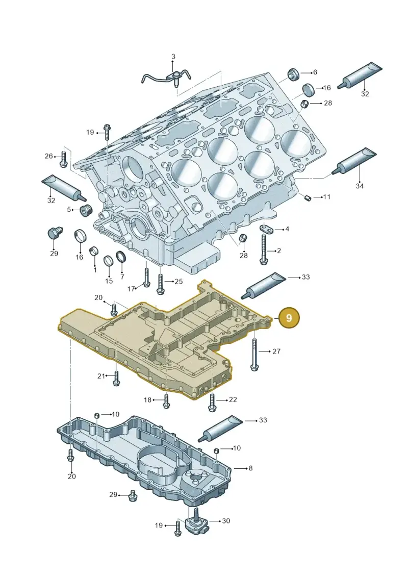 07C103803K — Audi A8/S8/qu. lang    08> (2007-) diagram 291103350, position 9