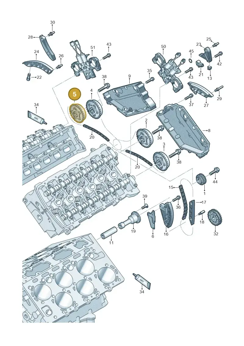 07C109088AA — Audi A8/S8/qu. lang    08> (2007-) diagram 291109630, position 5