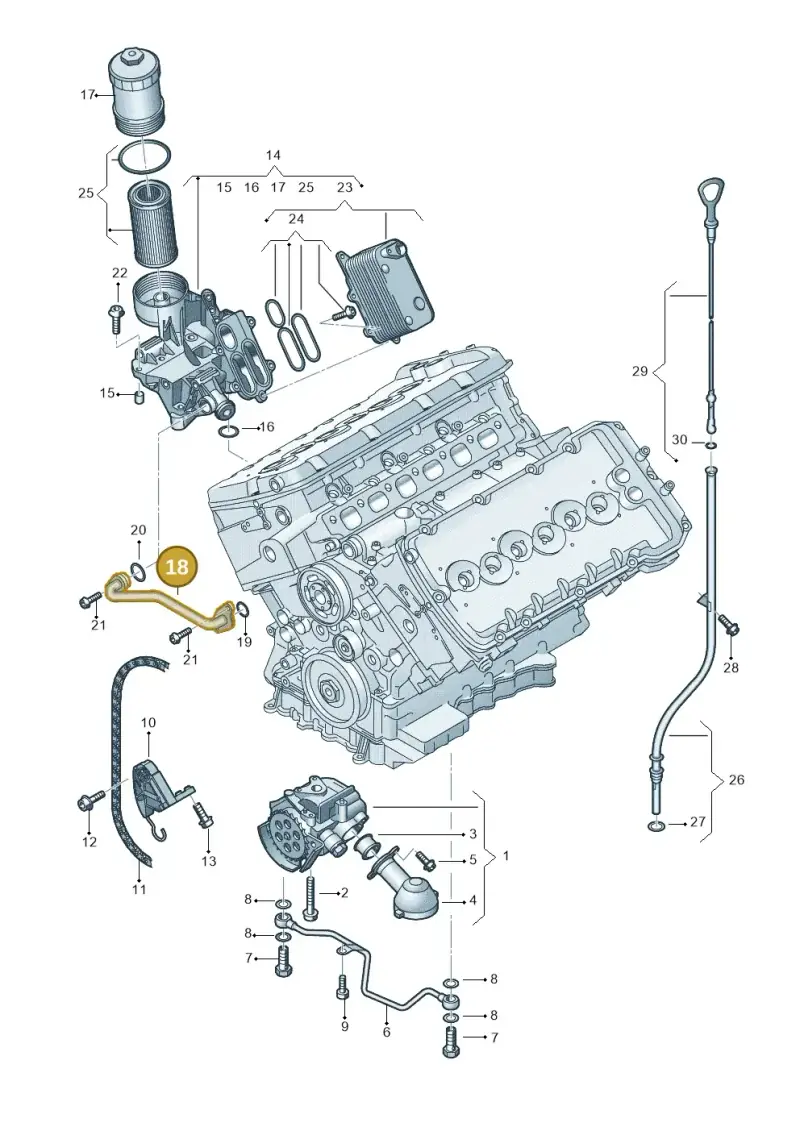 07C115203H — Audi A8/S8/qu. lang    08> (2007-) diagram 291115400, position 18