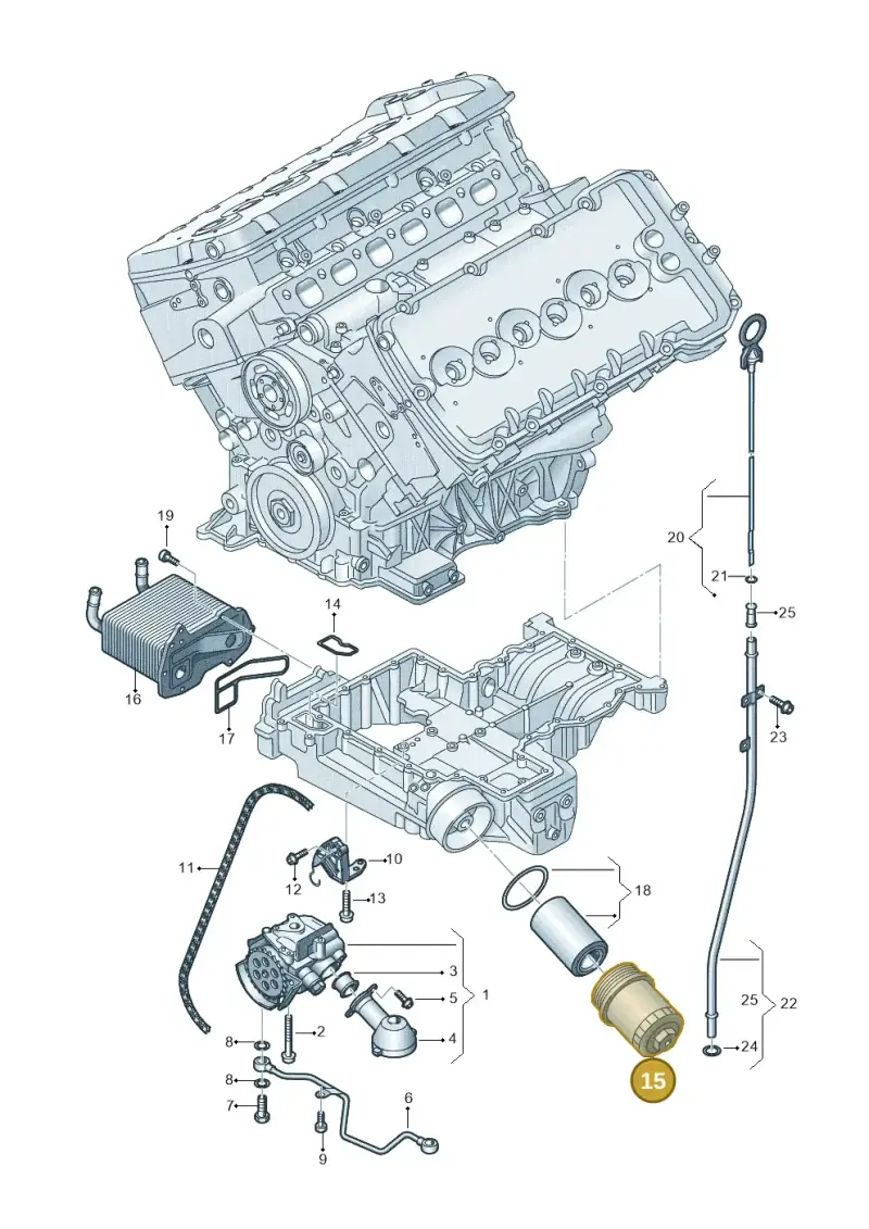 07C115433J — Audi A8L qu. 3.0 TDI (2013-2018) diagram 696115400, position 15