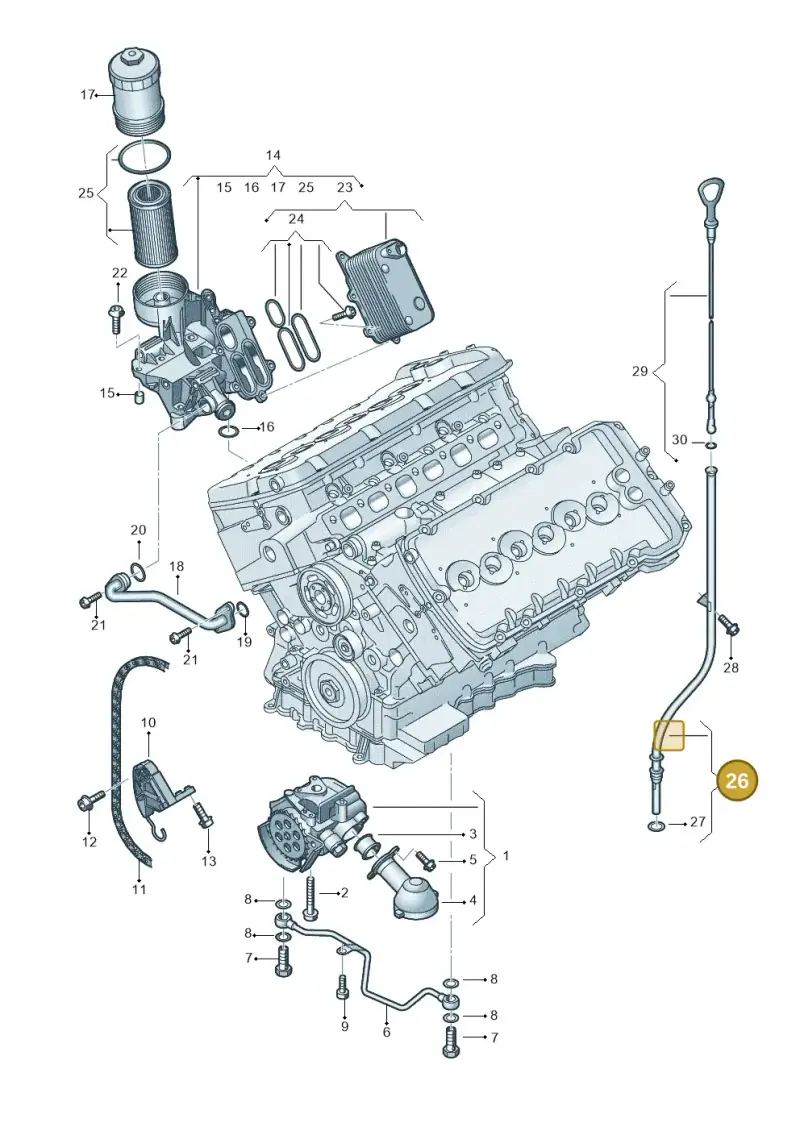 07C115609AA — Audi A8/S8/qu. lang    08> (2007-) diagram 291115400, position 26