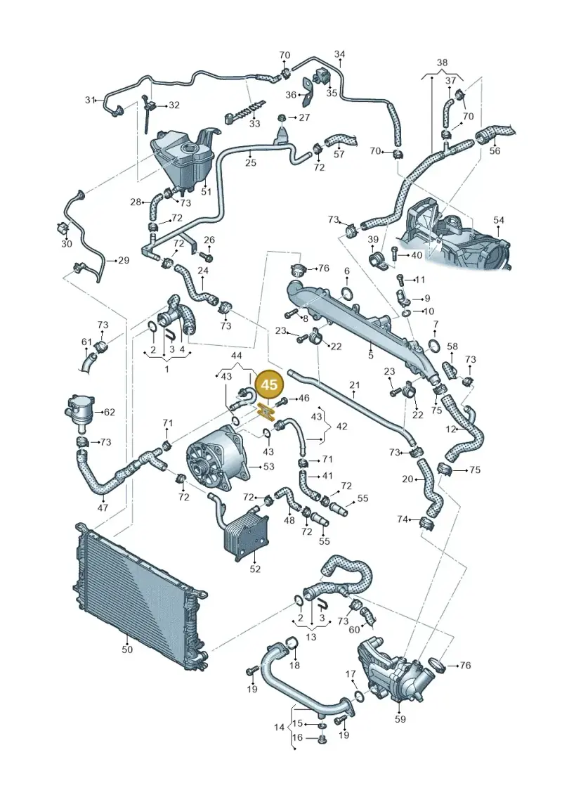 07C121077H — Audi RS4 Av. qu. 4.2 (2012-2015) diagram 695121300, position 45