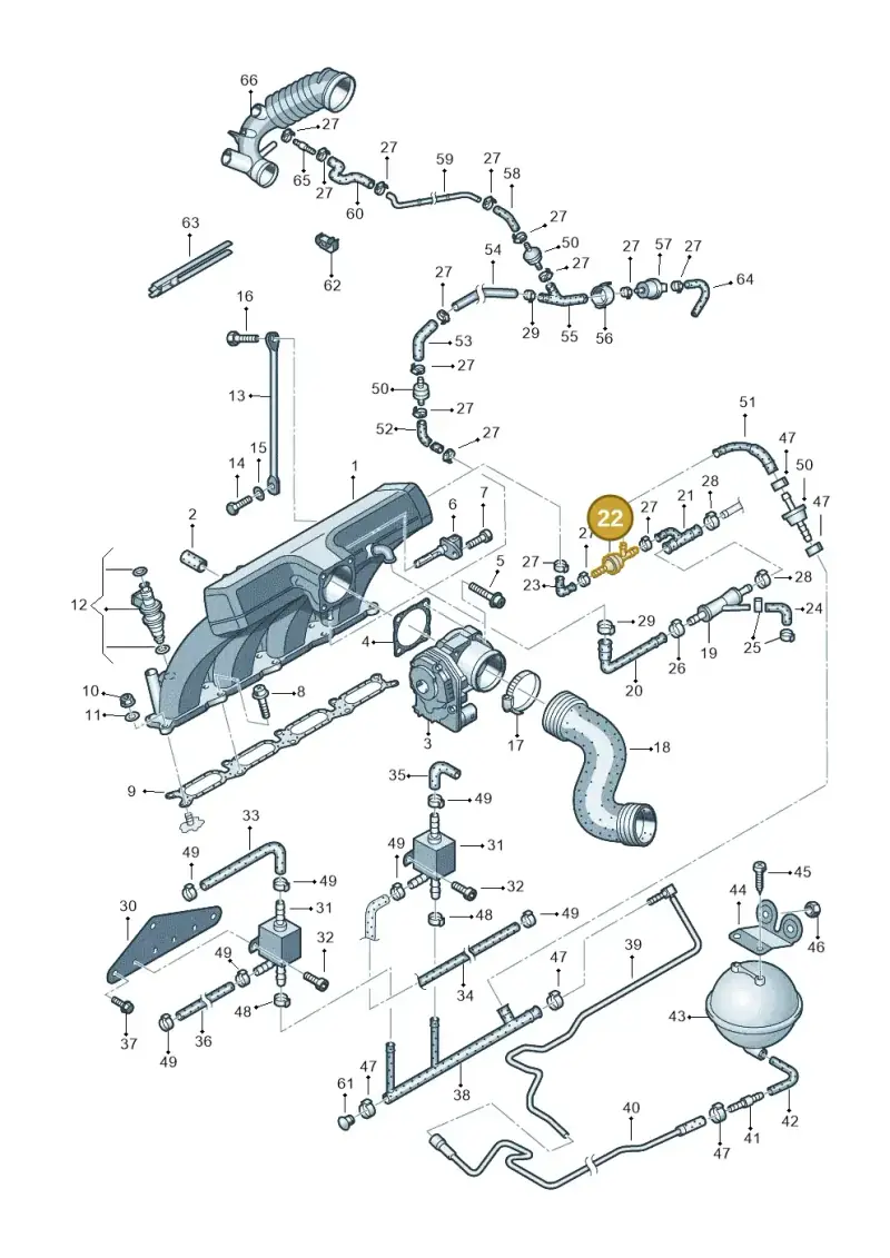 07C133529A — Audi A4/S4/Av./qu. (2001-2004) diagram 249133150, position 22