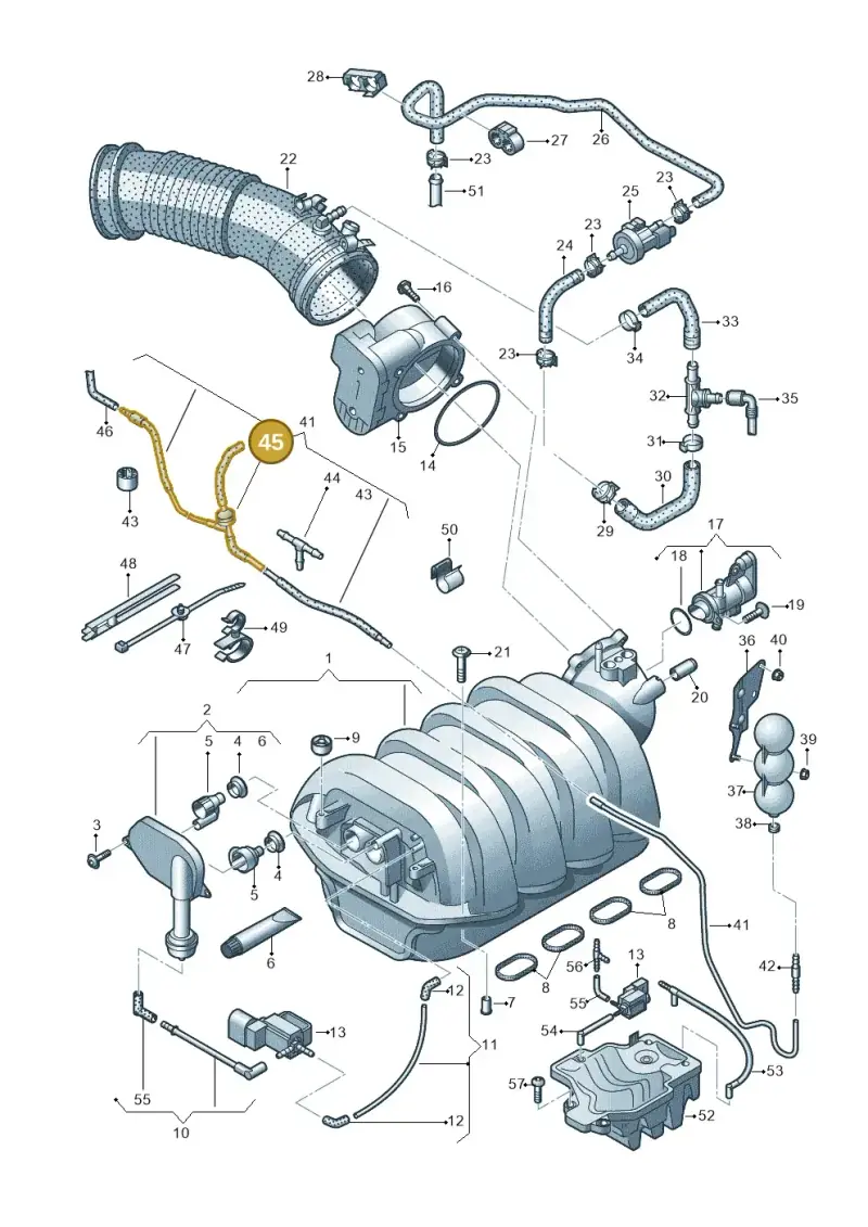 07C133529A — Audi A6 2.7 TDI (2008-2011) diagram 620133830, position 45