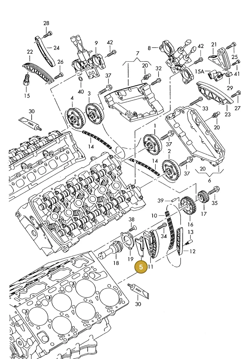07D109092B — Audi A8 quattro (1999-2002) diagram 255109970, position 5