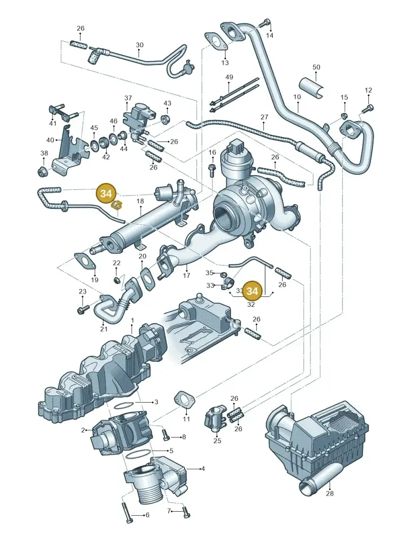 07D971939 — Audi A3 Sportback (2008-2013) diagram 642131400, position 34