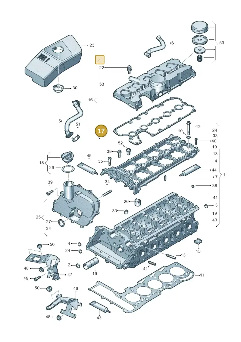 07K103483A — Audi RS3 Sportback (2015-2016) diagram 676103300, position 17