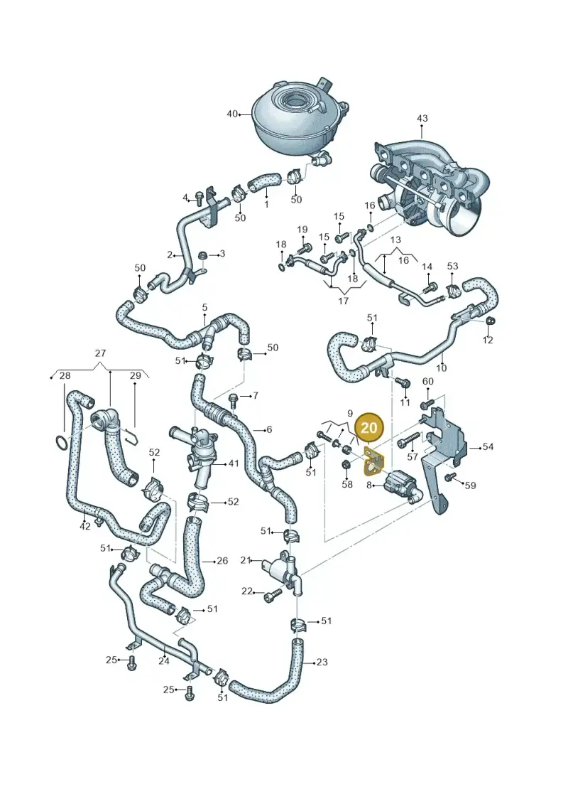 07K121239B — Audi RSQ3 Sportback (2019-2024) diagram 898121310, position 20