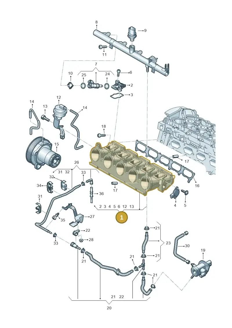 07K133202C — Audi RSQ3 Sportback (2019-2024) diagram 898133340, position 1