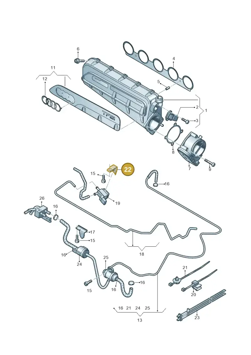 07K133336 — Audi RS3 Sportback (2015-2016) diagram 676133320, position 22