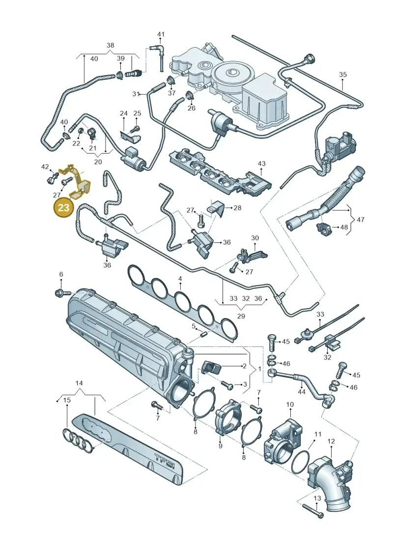 07K133336B — Audi A3 Sportback (2019-2021) diagram 596133632, position 23