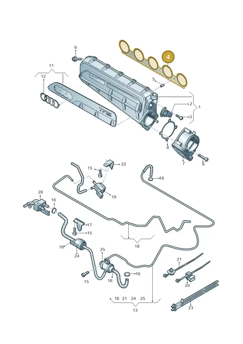 07K133379 — Audi RS3 Sportback (2015-2016) diagram 676133320, position 4