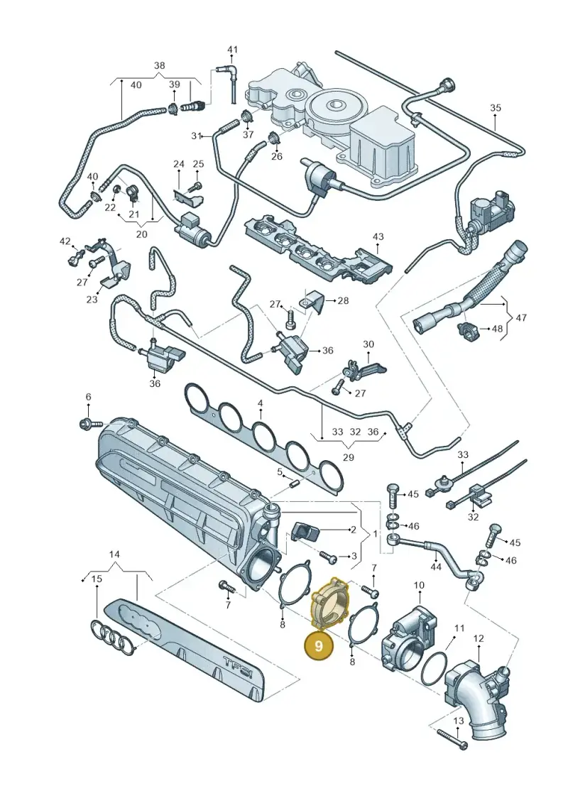 07K133424 — Audi A3 Sportback (2019-2021) diagram 596133632, position 9