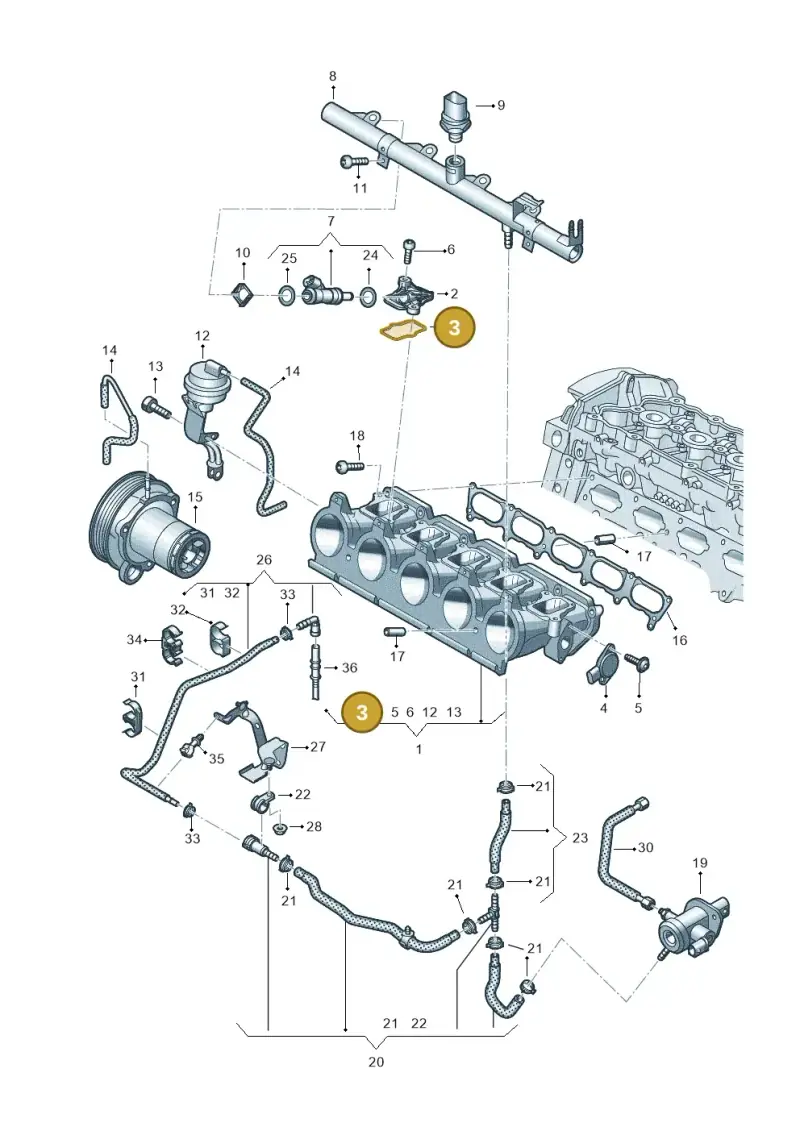 07K133496A — Audi RSQ3 Sportback (2019-2024) diagram 898133340, position 3