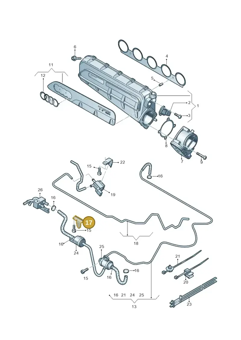07K133519A — Audi RS3 Sportback (2015-2016) diagram 676133320, position 17