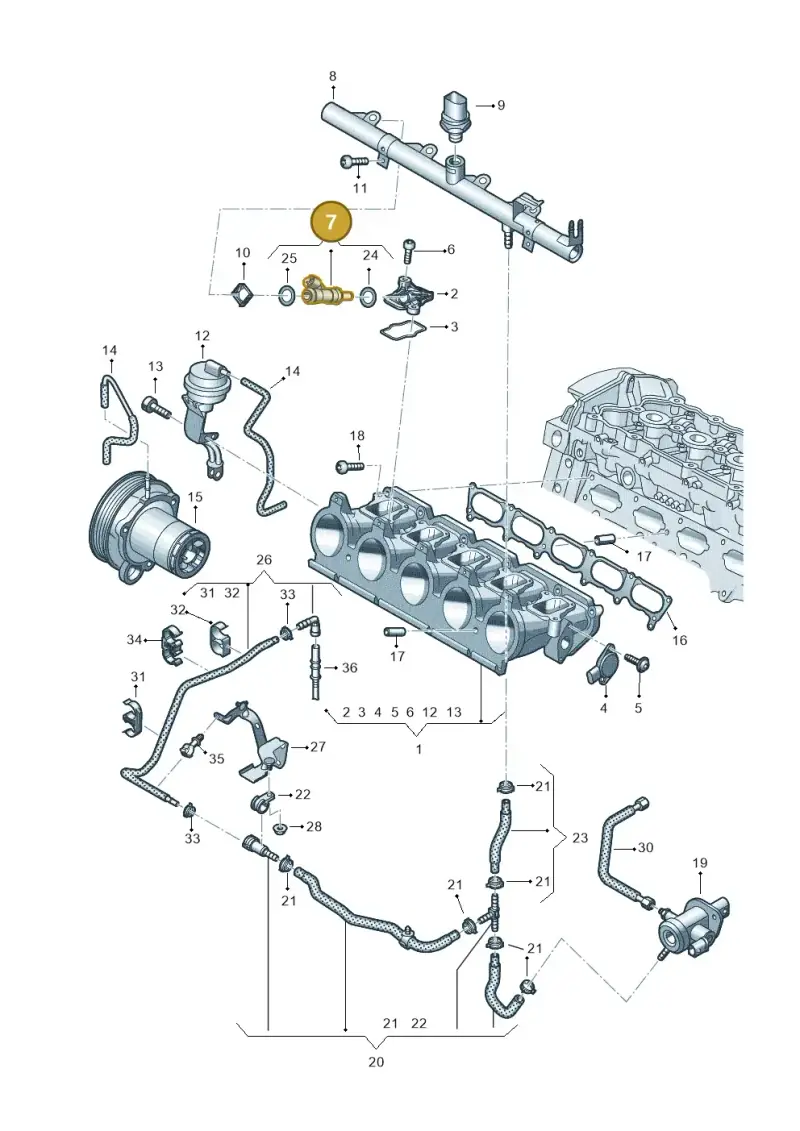 07K133551B — Audi RSQ3 Sportback (2019-2024) diagram 898133340, position 7