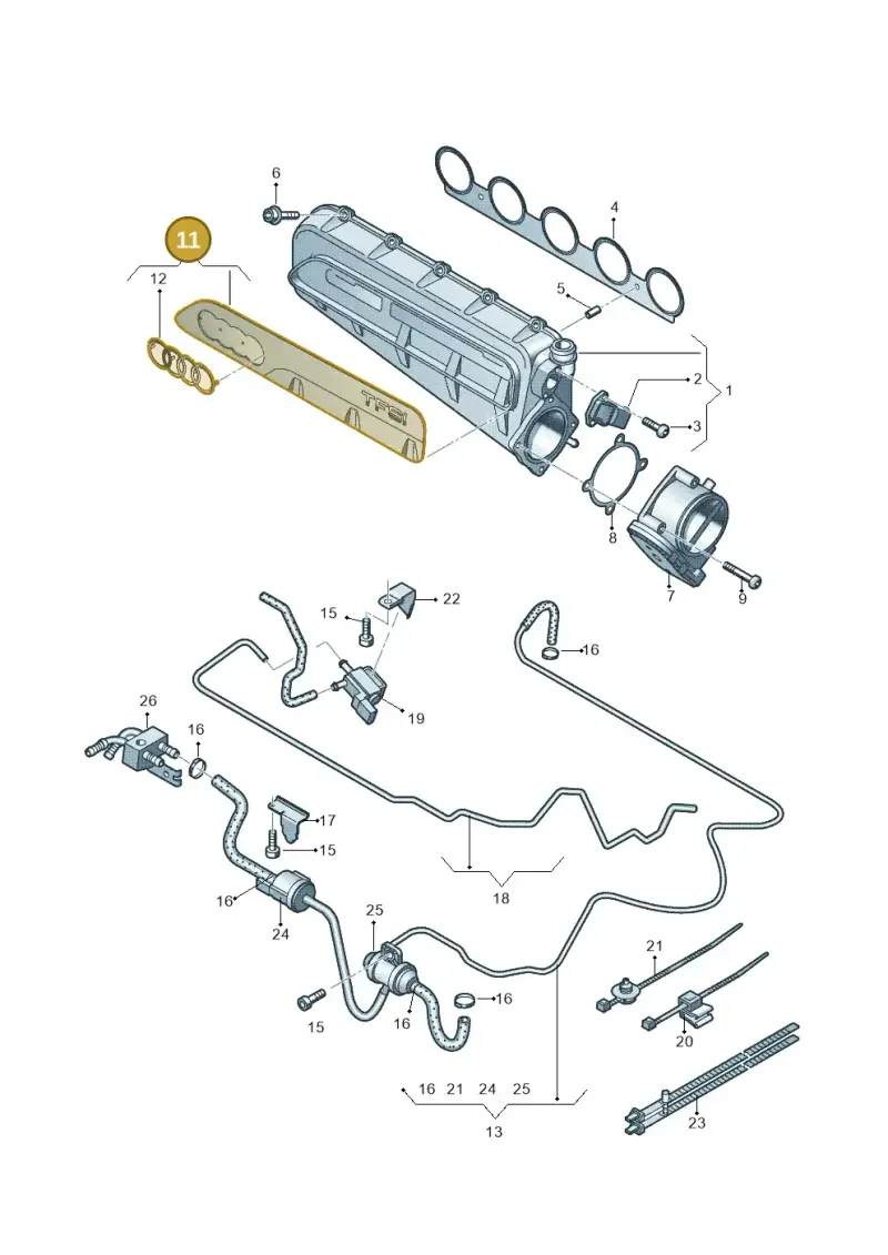 07K133621B — Audi RS3 Sportback (2015-2016) diagram 676133320, position 11