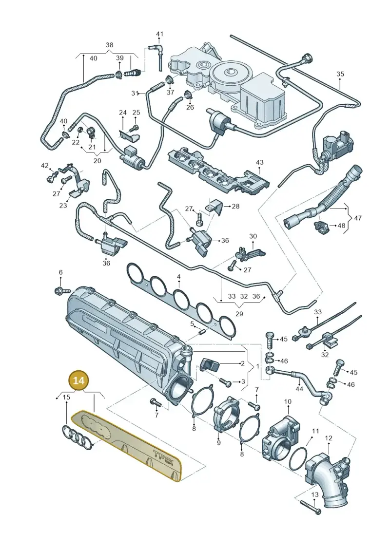 07K133621C — Audi A3 Sportback (2019-2021) diagram 596133632, position 14