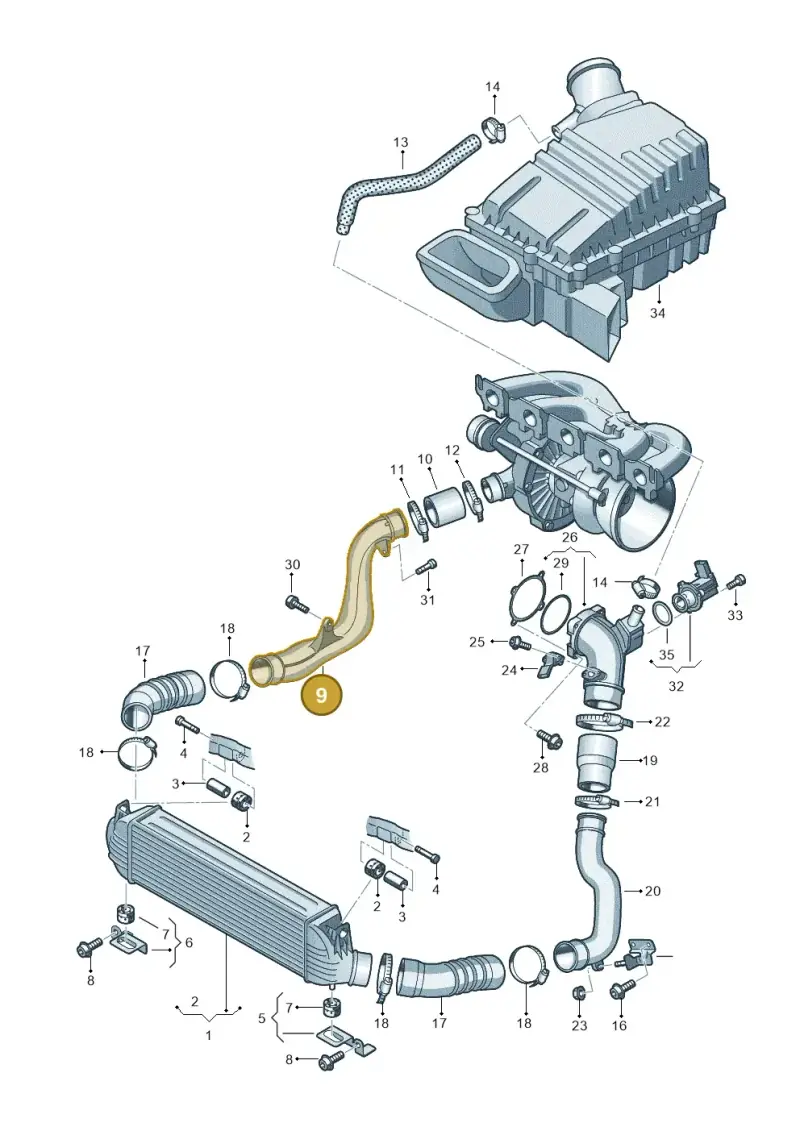 07K145833C — Audi RS3 Sportback (2011-2012) diagram 676145800, position 9