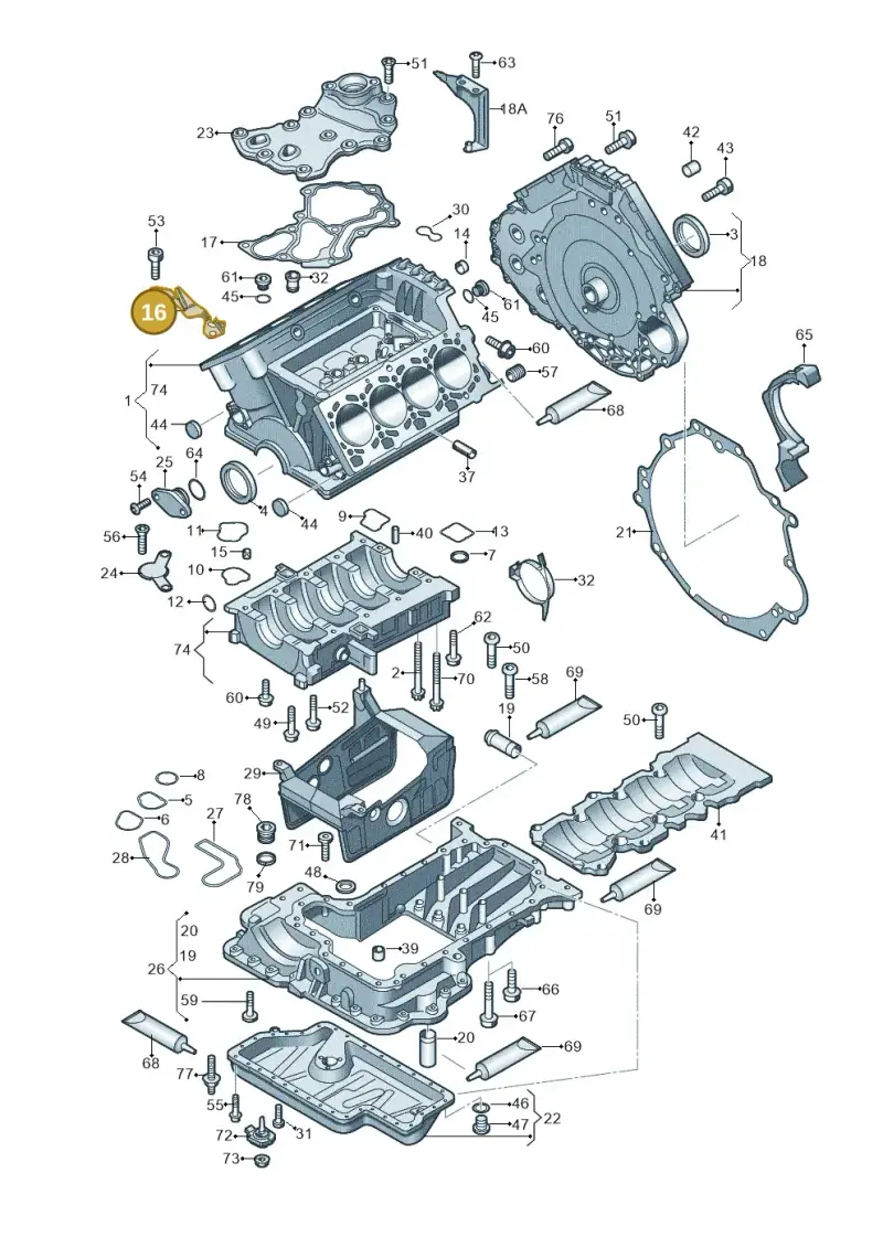 07L103158G — Audi A8L qu. 3.0 TDI (2009-2014) diagram 473103000, position 16